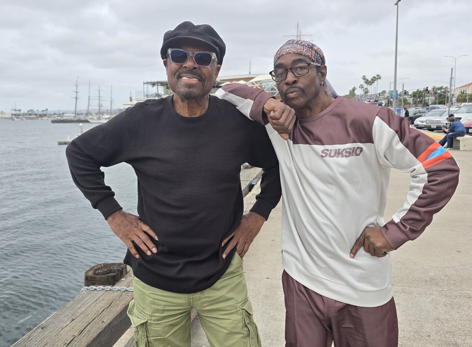 Co-hosts Will Lee Brown and Sir Elvis Jones Jr. at the San Diego waterfront